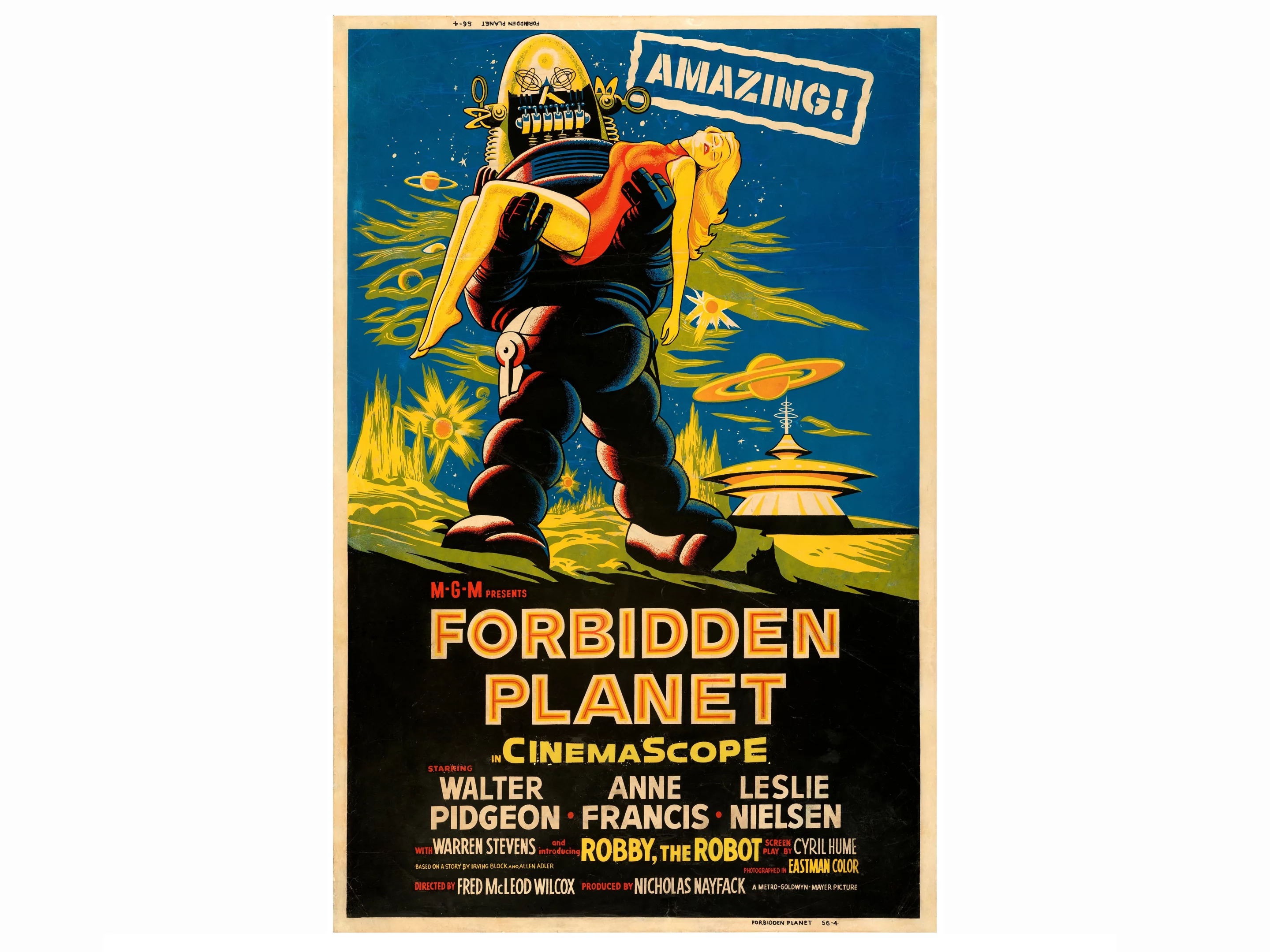 Forbidden Planet (MGM, 1956). Fine+ on Paper. Silk Screen Poster (40" X 60" | Sold for: $10,200 by Heritage Auctions on November 22, 2020