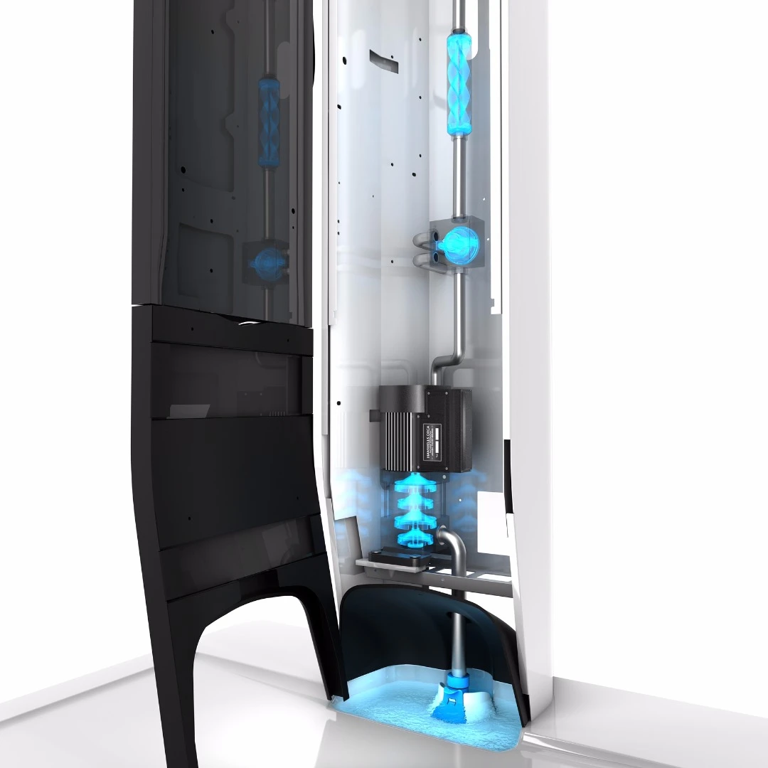 The e-Shower system can filter, purify and reuse water