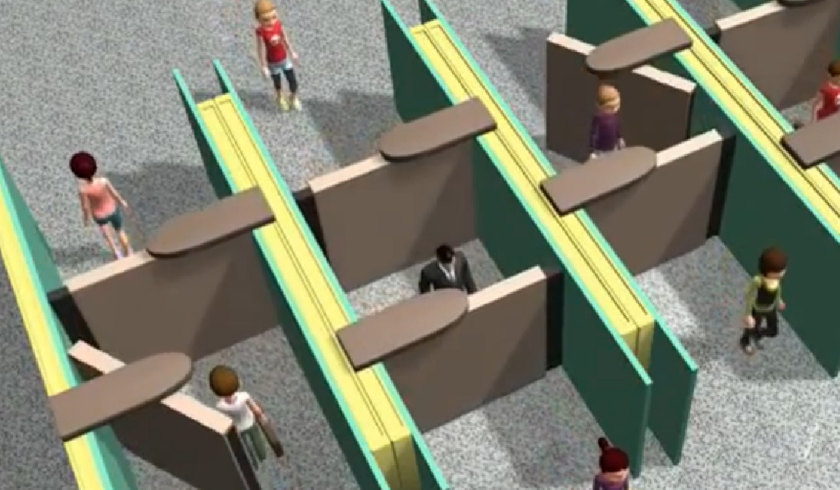 The LRD Portal system showing a pedestrian momentarily sealed in the corridor