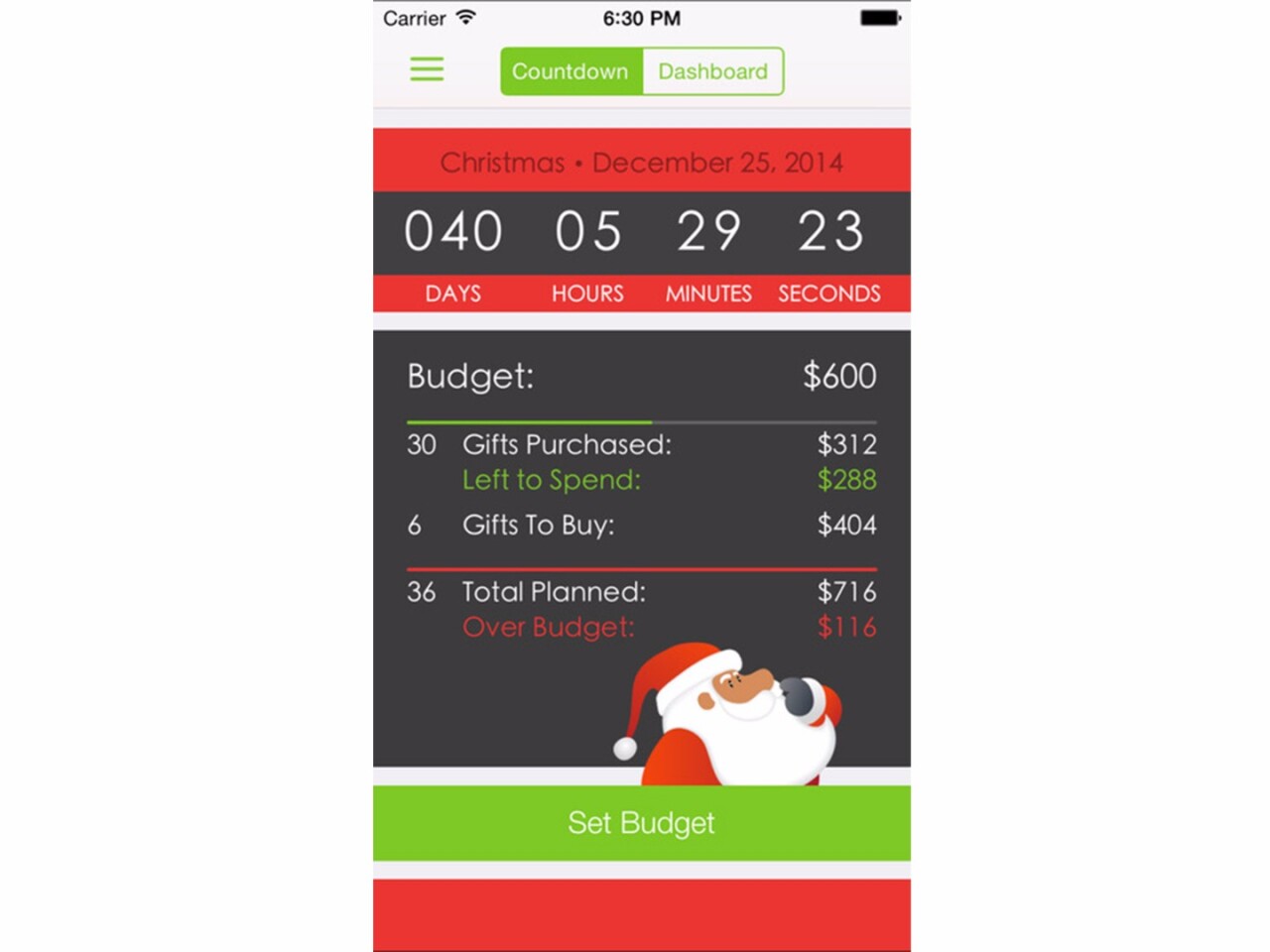 Santa's Bag is a shopping list manager that helps you stay organized and stick to a holiday budget