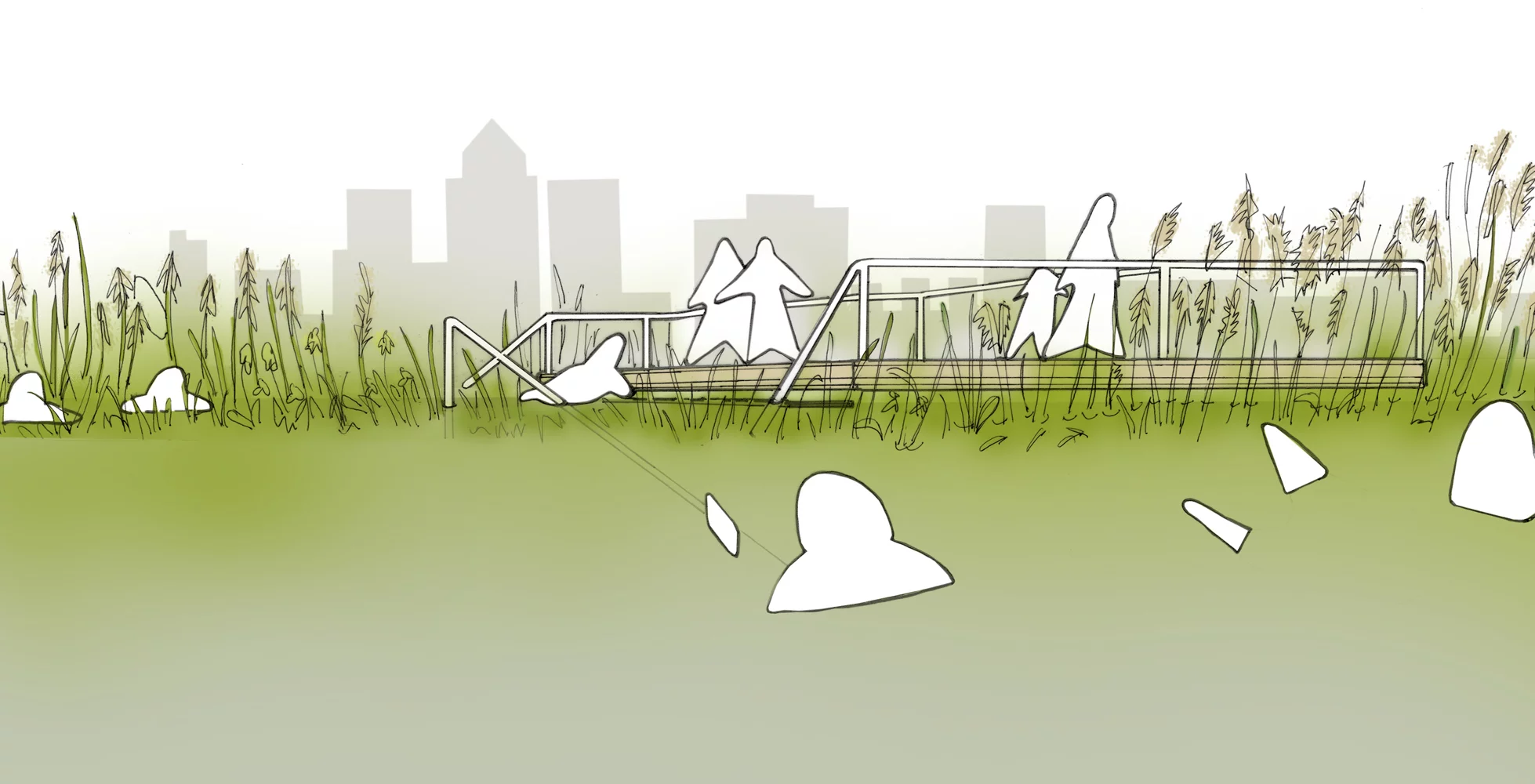 Areas adjacent to the pools would mimic the salt marshes that can be found along the River Thames