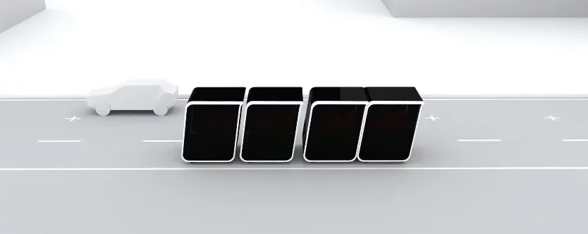 The boxy pods don't look particularly efficient on their own, but they link up to shuttle passengers in a large bus