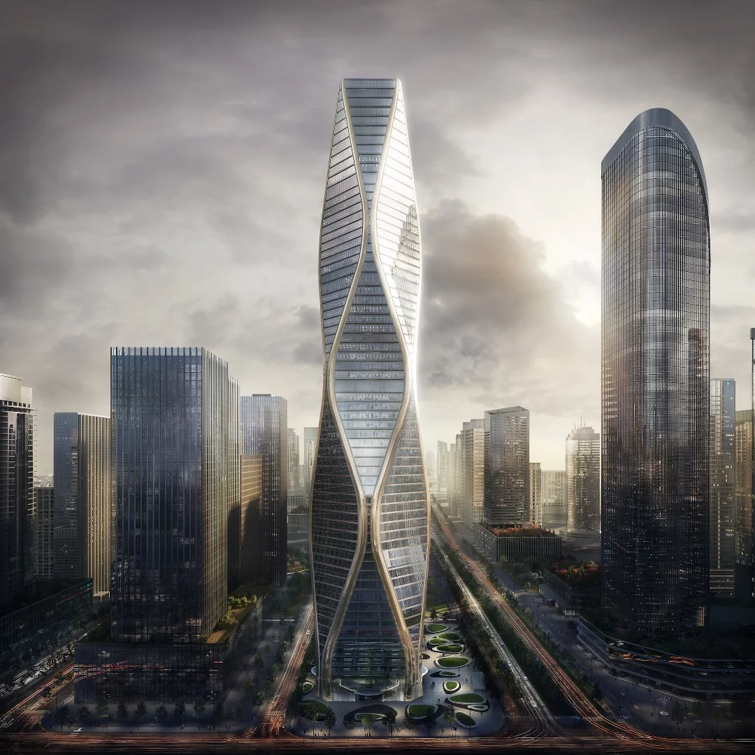 The Hangzhou Wangchao Center will reach a total height of 280 m (919 ft)