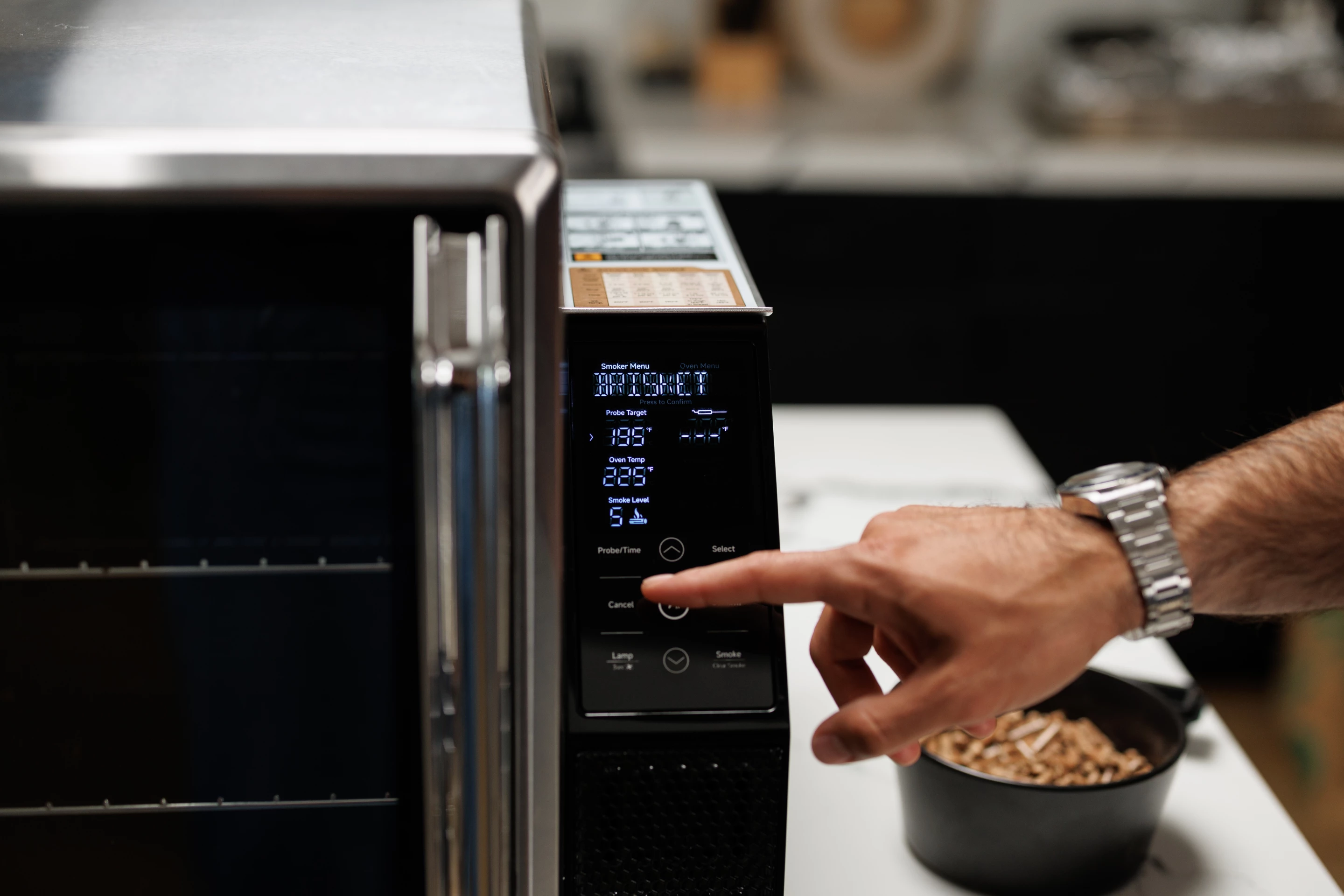 Cooking modes are accessed via the control screen