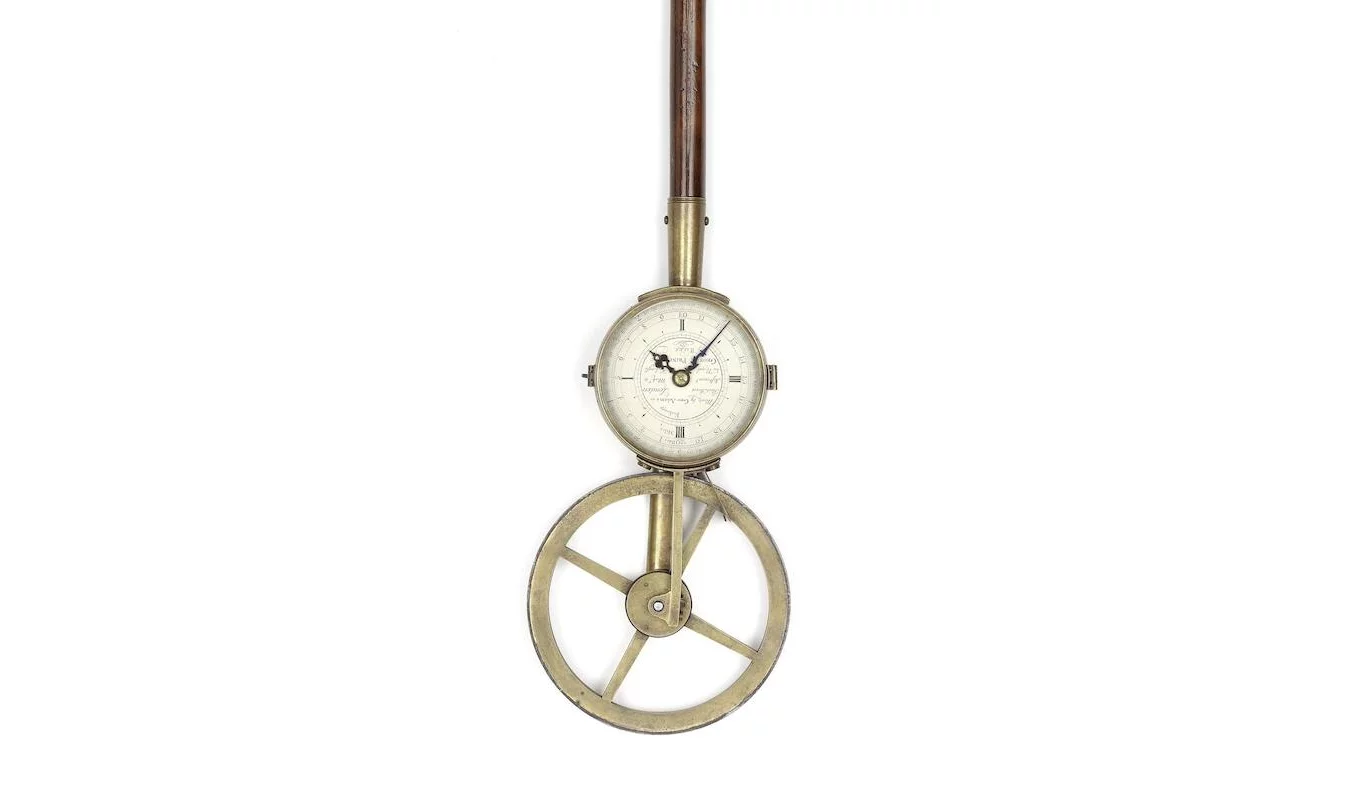 A rare George Adams senior brass and mahogany waywiser, English, circa 1760, detail