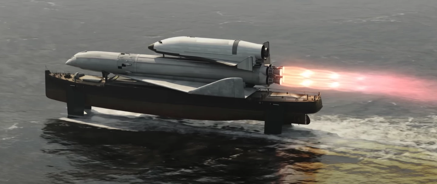The carrier plane would fire its rockets, accelerating the hydrofoiling barge up to 180 km/h