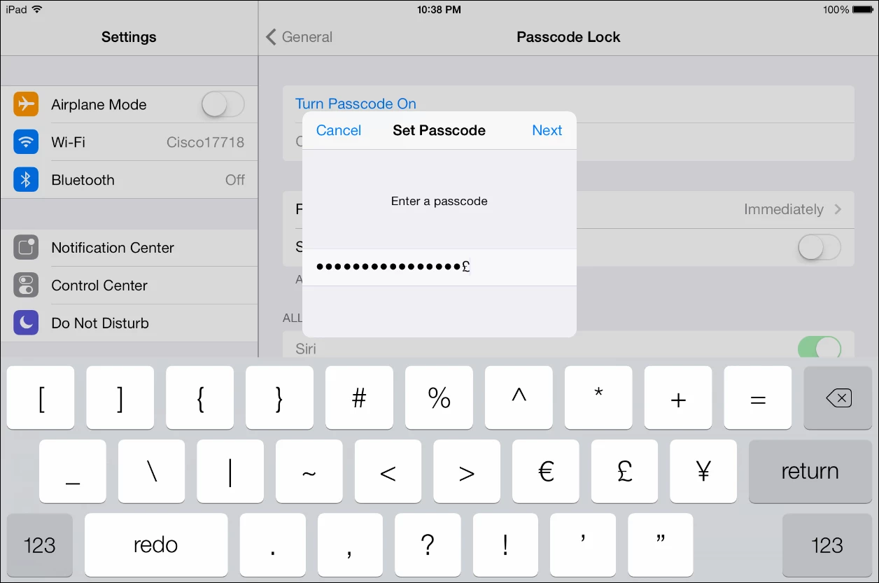 For a more secure device, use a complex pass phrase