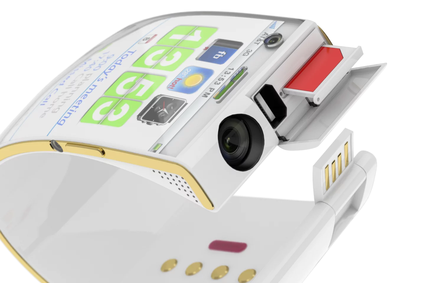 The Smile has three cameras, a front-facing webcam, a 12-megapixel snapper and a side-mounted scanner/reader