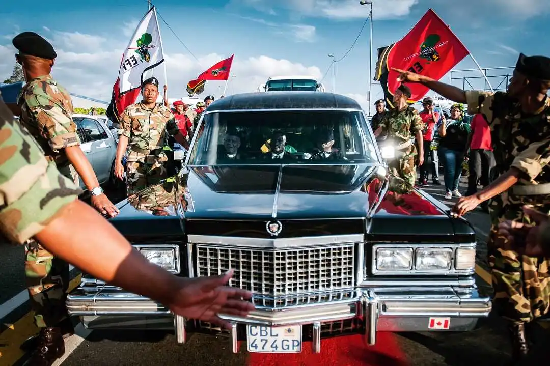 Finalist in The Photojournalist category of the 2018 EyeEm Awards: A hearse transports the body of Winnie Madikizela-Mandela’s last journey home before the state funeral in Orlando, Soweto
