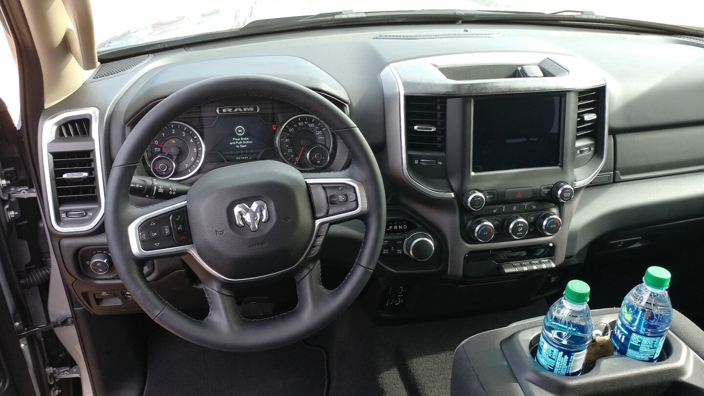 The interior of the 2019 Ram 1500 Big Horn is simple and workaday without being boring or cheap