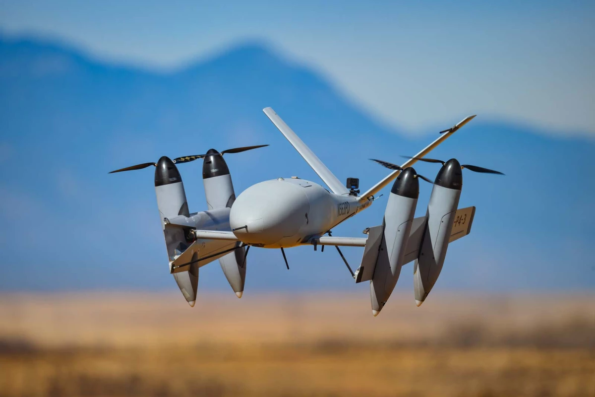 The Transwing design offers this compact and stable VTOL and hover mode, with an exceptionally large wingspan in cruise mode for outstanding efficiency