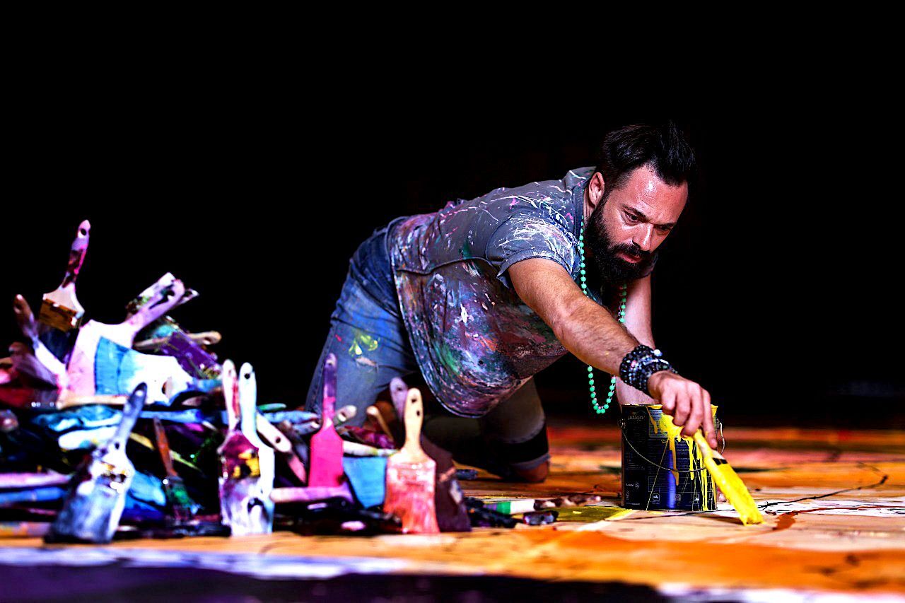 Sacha Jafri at work on one of his paintings