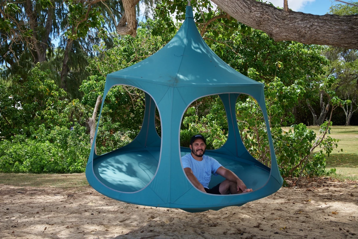 Tree-hanging TreePod Canopy combines a cabana with a hammock