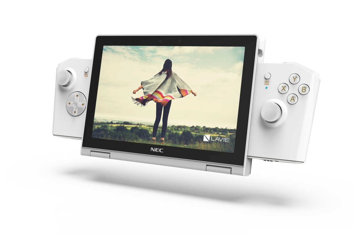The optional game controllers transform the Lavie Mini into a portable gaming console