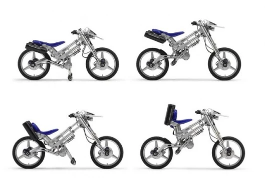 Yamaha's Deinonychus prototype of 2005 took full advantage of the greater chassis design freedom afforded by in-wheel motors, with 2WD and inbuilt "Stretch & Shrink" functions in the vertical and horizontal directions