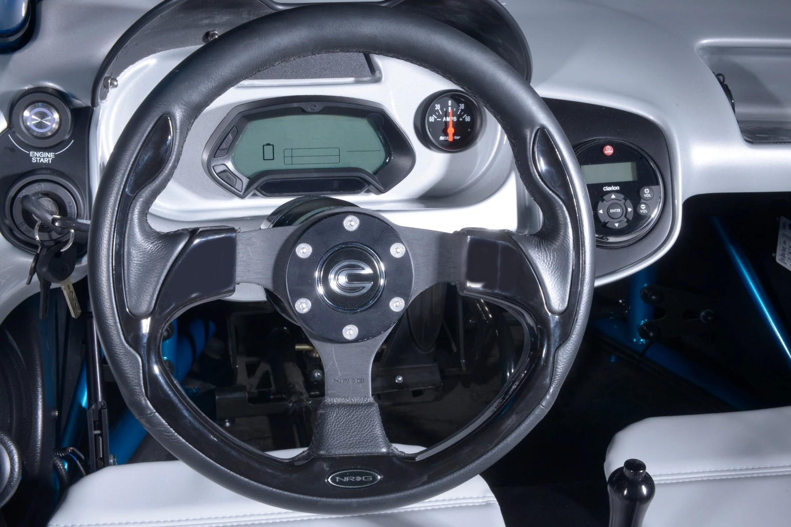 NRG steering wheels and digital display of the electric T-Rex prototype