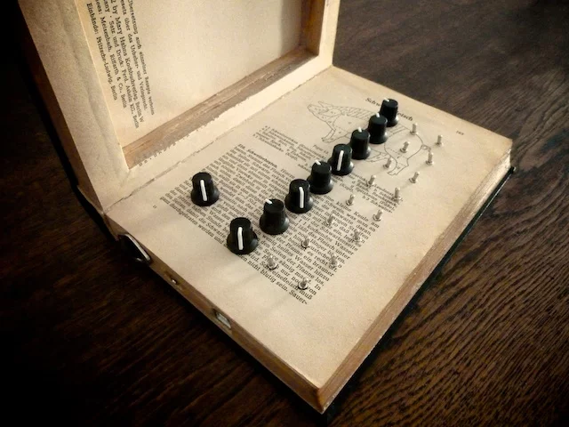 Open: Konkreet Labs' completed Synth in a Book (Photo: copyright Gwydion ap Dafydd)