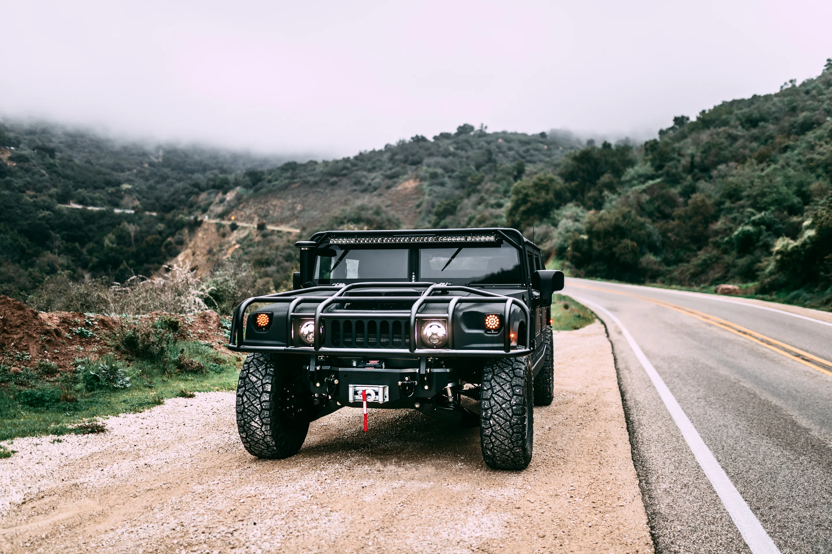 60-inch Baja Designs light bar on top of the windshield