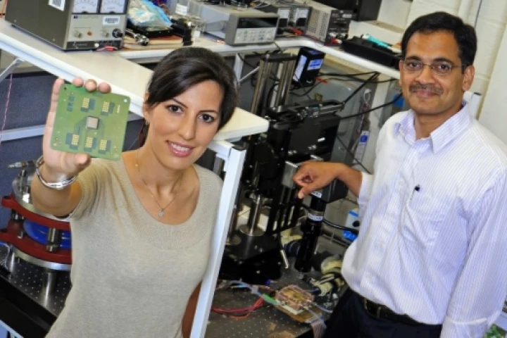 Purdue University's Tannaz Harirchian and Professor Suresh Garimella have developed a new means of cooling chips in electric and hybrid applications(Photo: Andrew Hancock)