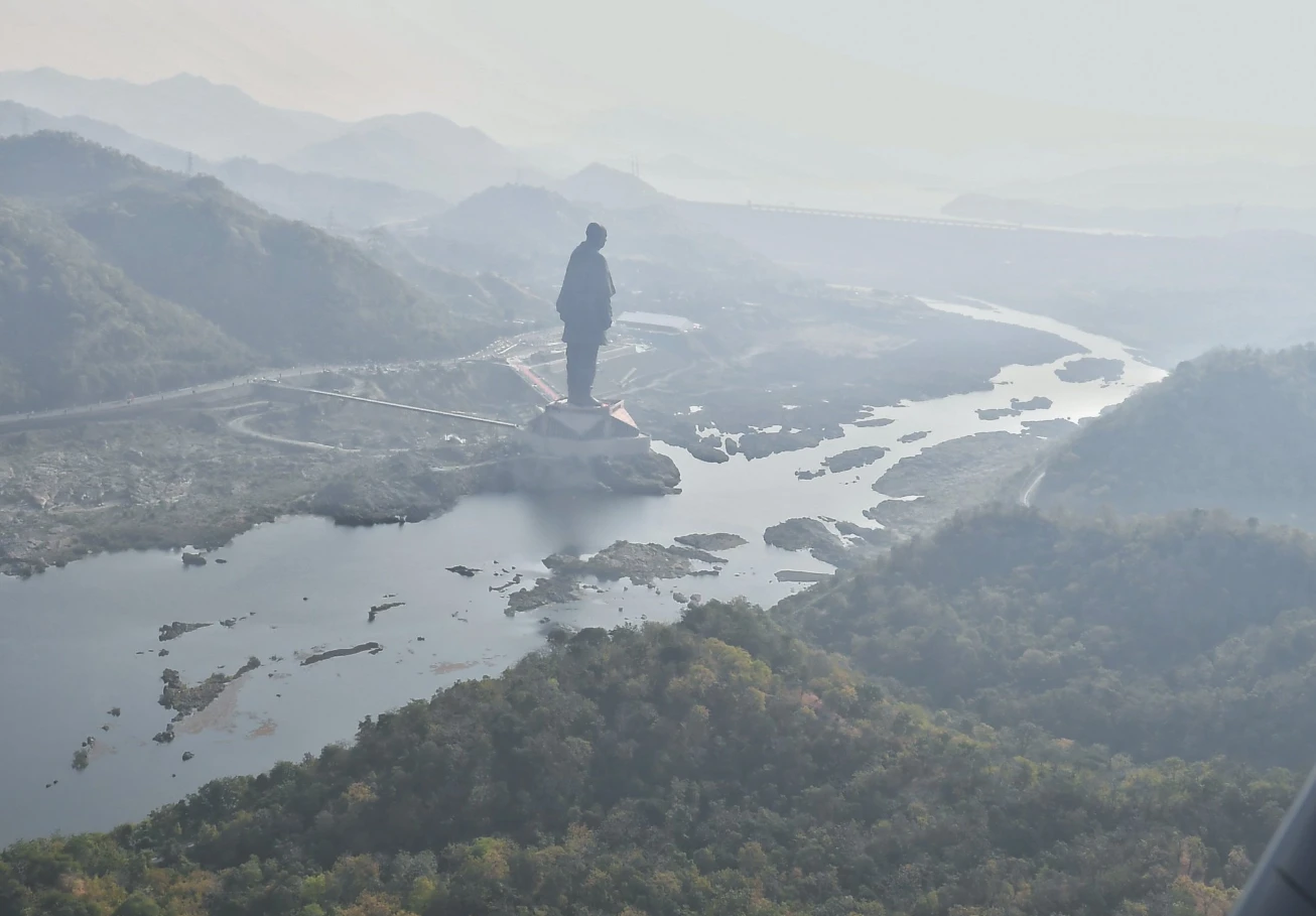 The Statue of Unity overlooks the Narmada river
