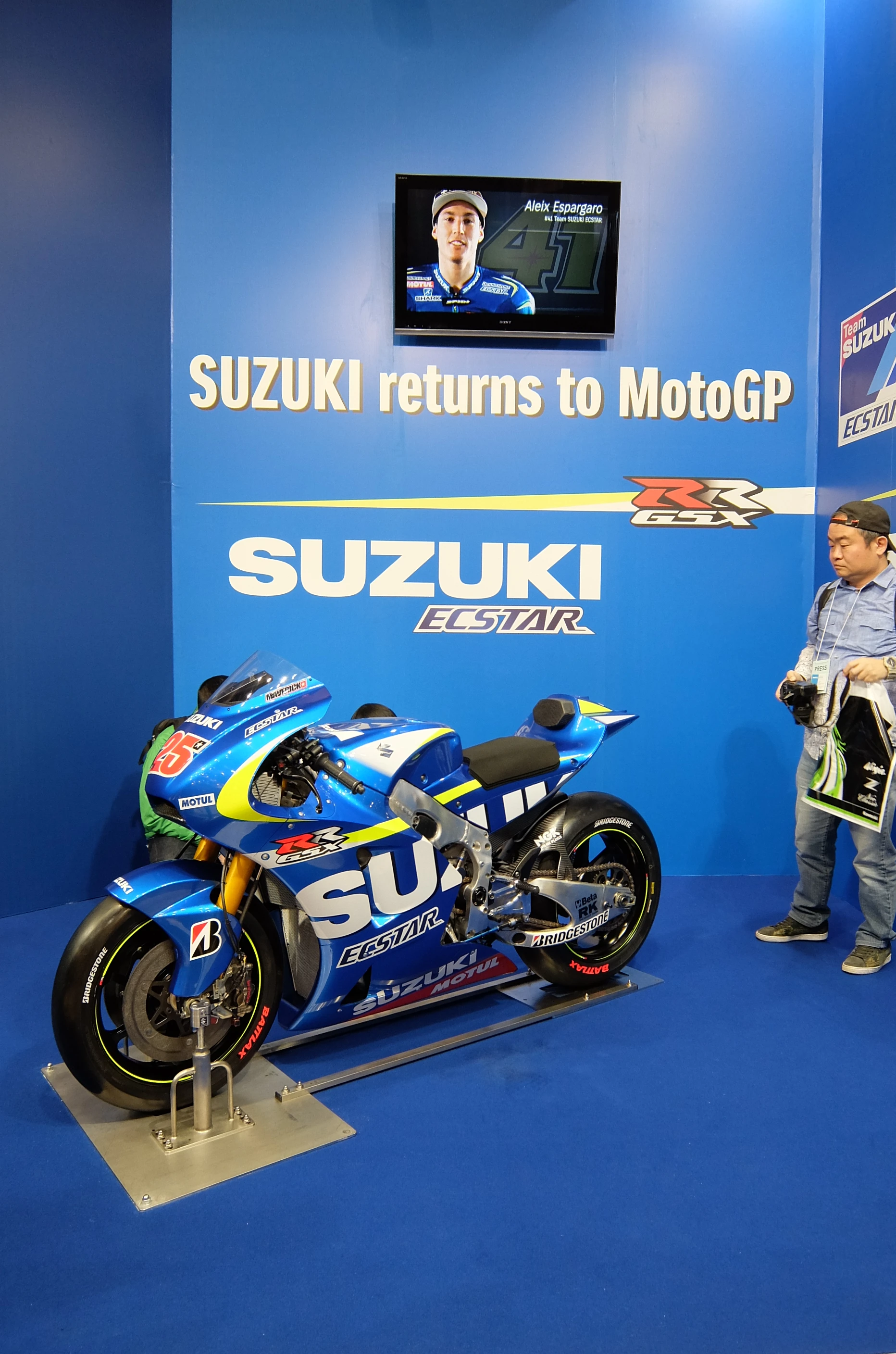 The main news on the Suzuki stand was the return to MotoGP (Photo: Stephen Clemenger/Gizmag.com)