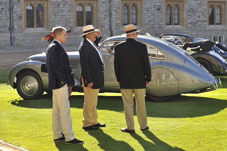 Chaps in front of the 1938 Bentley 4.5 litre Embiricos Coupe