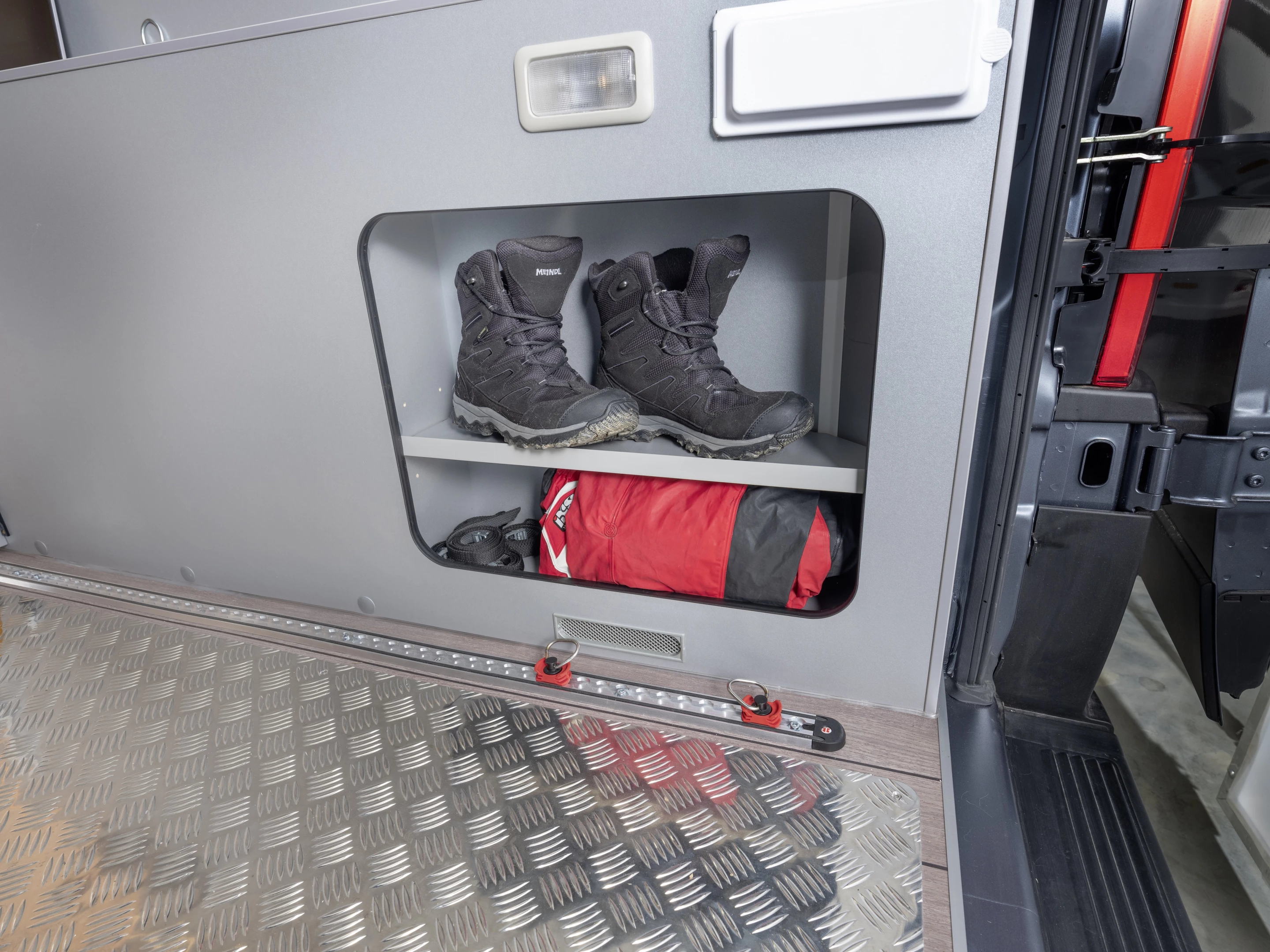 Storage compartments in the MEG Outlaw garage