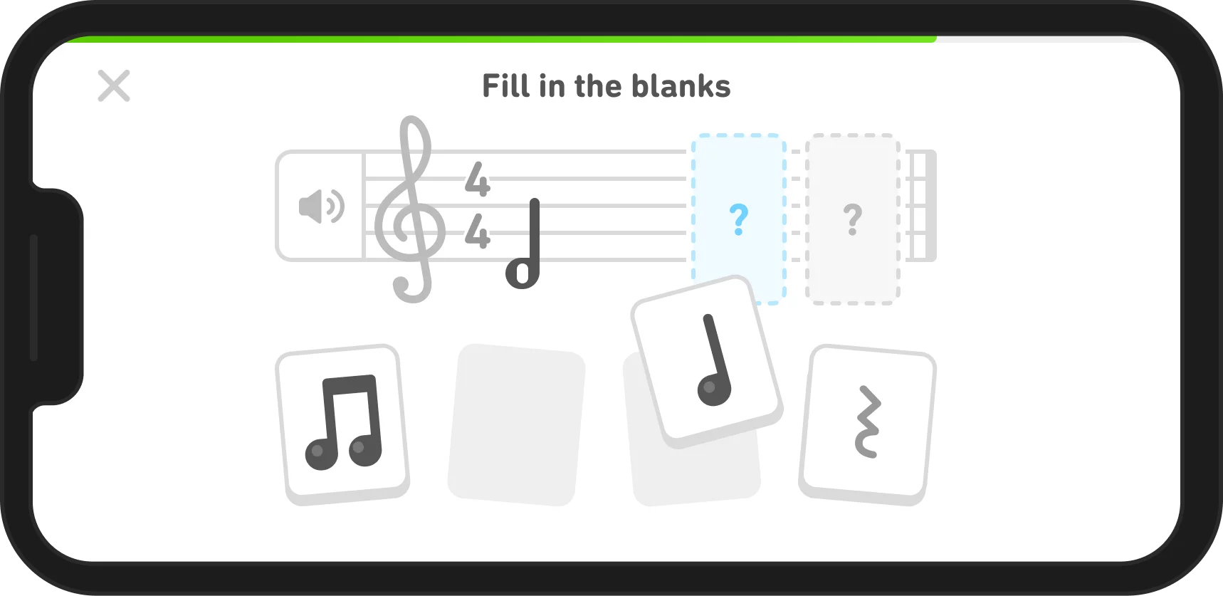 Duolingo Music is expected to follow a similar gamified learning structure as its language platform, including challenges where students need to fill in the blanks on a music score