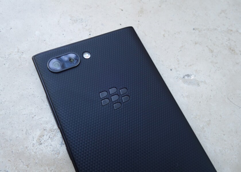 The dual-lens rear camera on the BlackBerry Key2 emphasizes its mid-range credentials