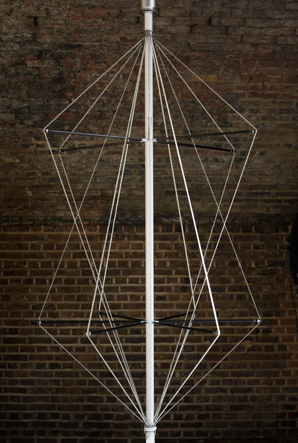 In the words of the designers, "each of them [is] shaped as a composition of intersecting angular and geometric forms that are made of thin tensed steel banding lined with rows of LEDs" (Photo: Troika)