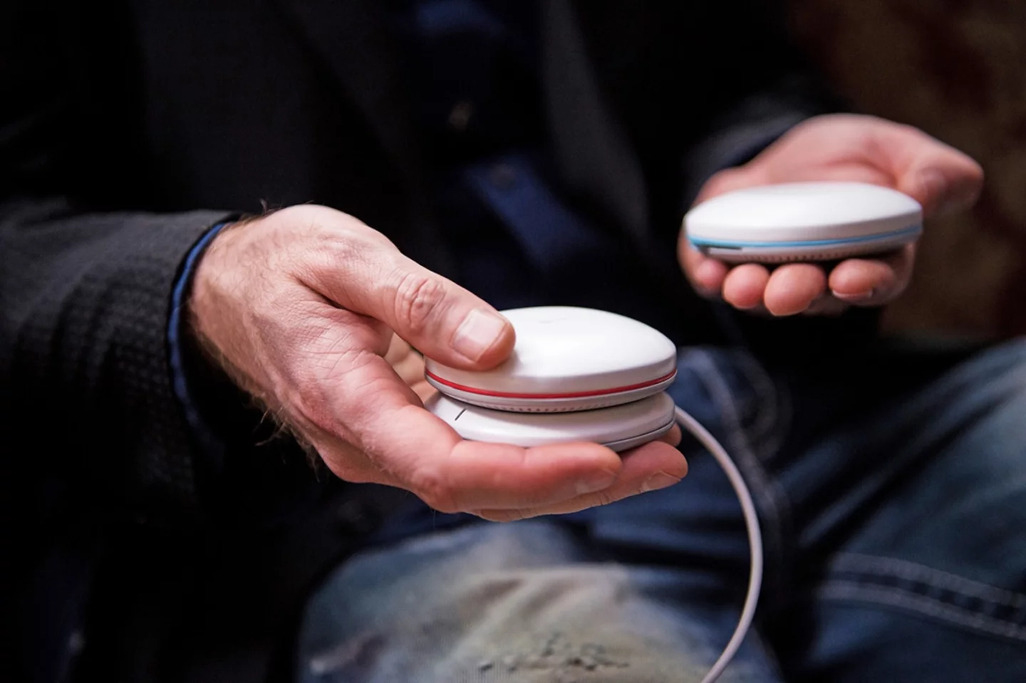 The Beagle sensors are each powered by two AAA batteries and communicate with the base station via Bluetooth