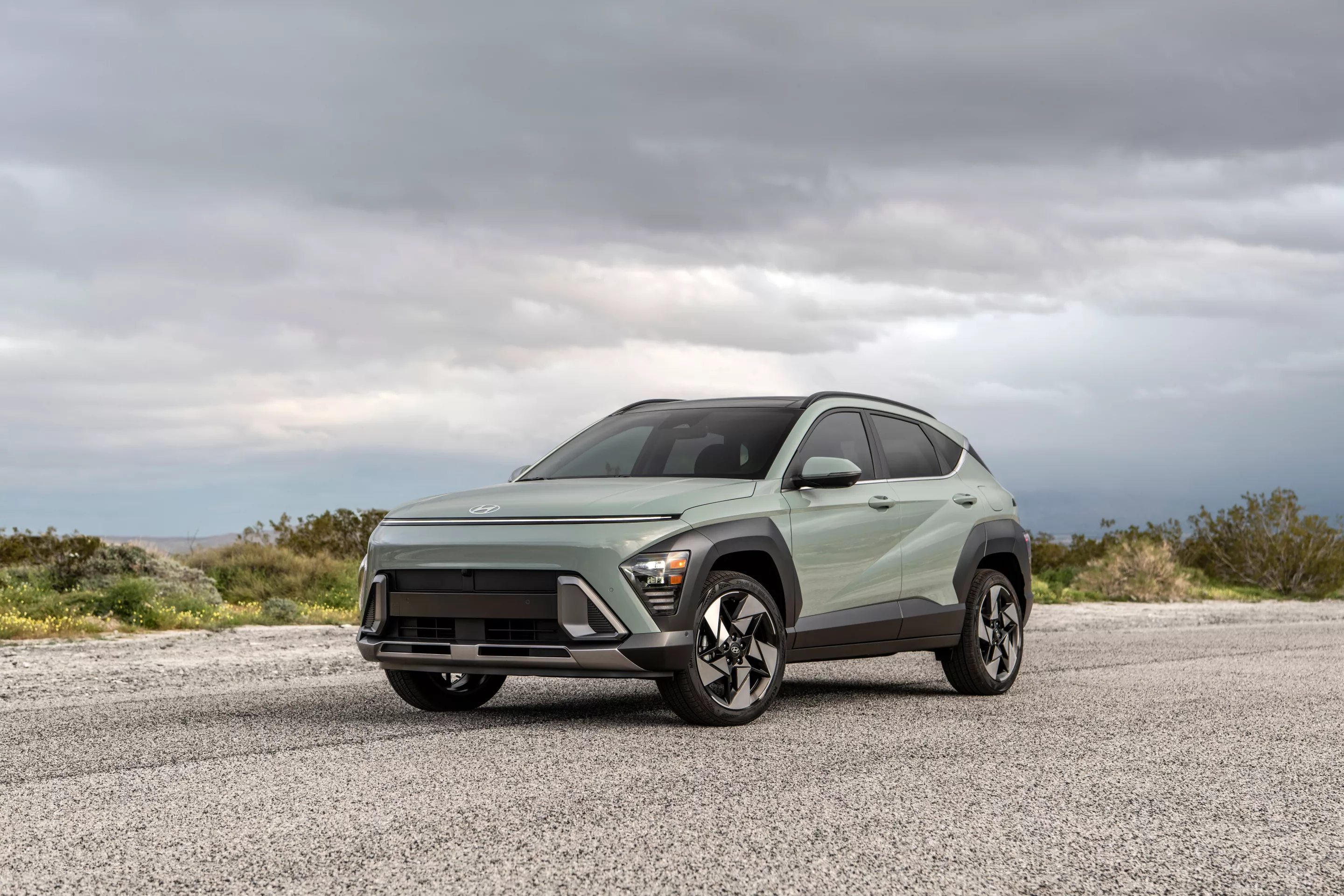 The EV model of the 2024 Hyundai Kona, shown here, has a different front fascia