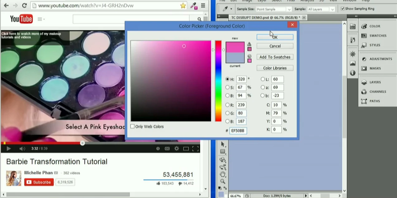 The next step is to identify the colors hex code with a color picker (Techcrunch Disrupt)