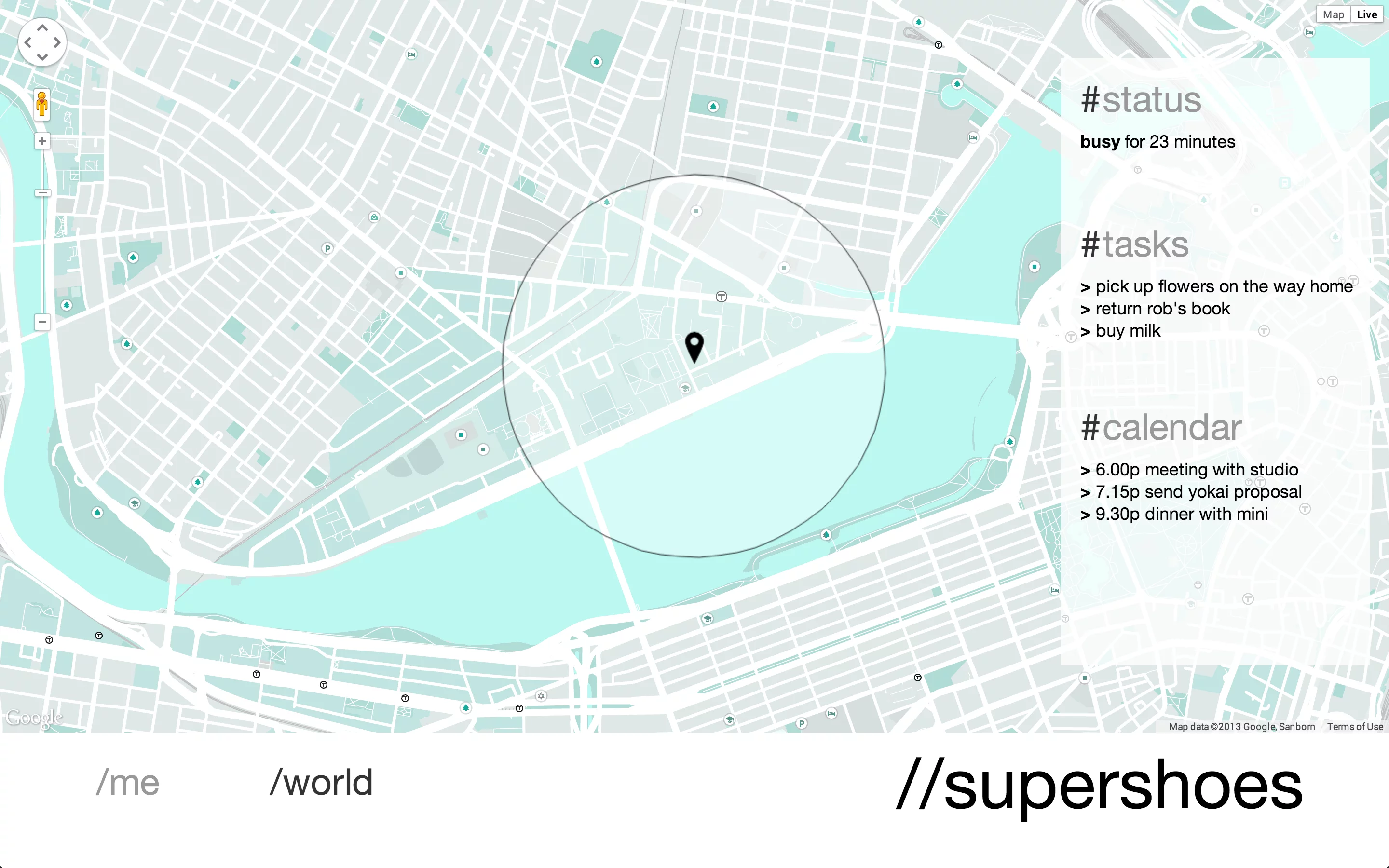 Aside from alerting you to a hot new Chinese restaurant around the corner, the SuperShoes can act as a simple navigation tool