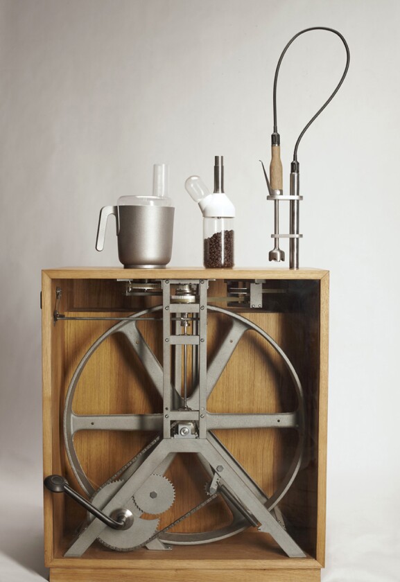 Christoph Thetard has developed a mechanical flywheel drive to power a set of kitchen appliances