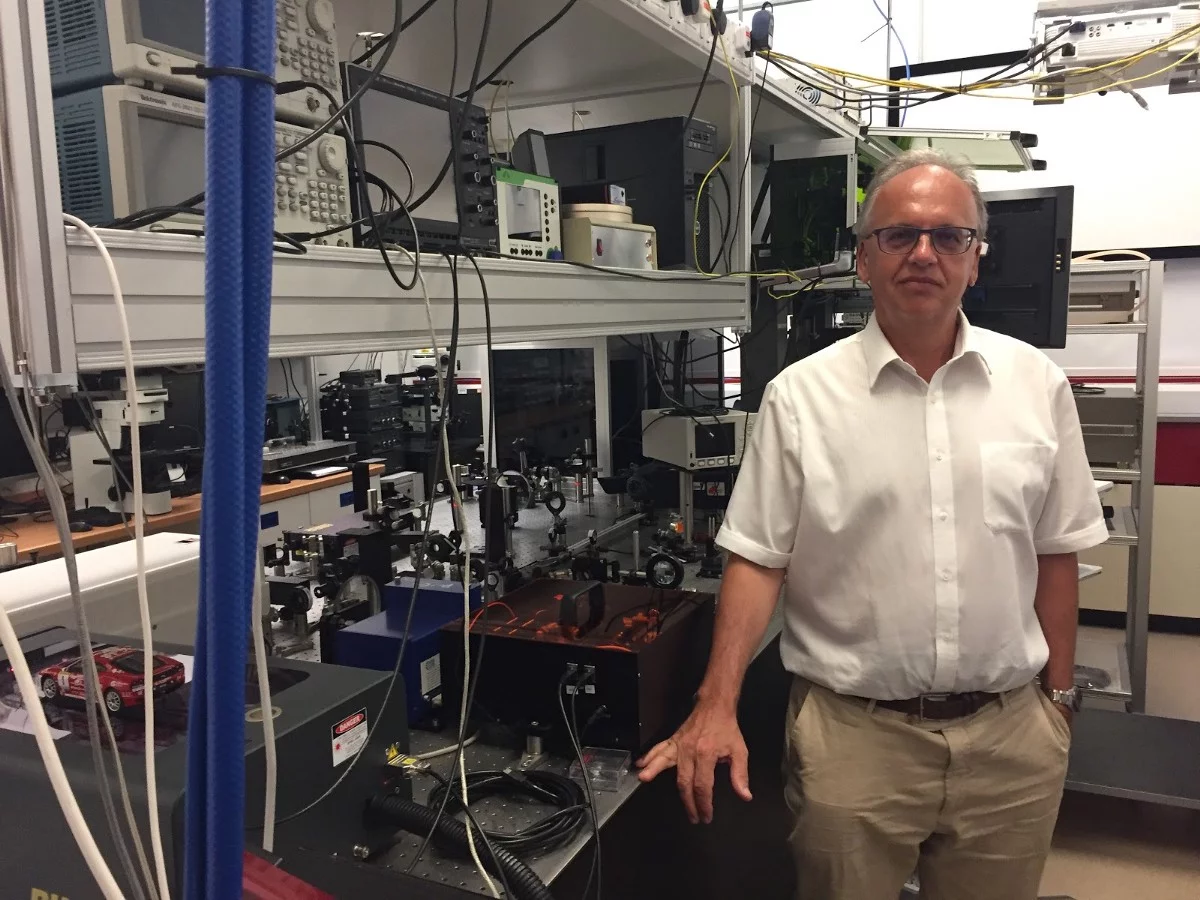 Peter Kazansky in his optoelectronics lab at the University of Southampton