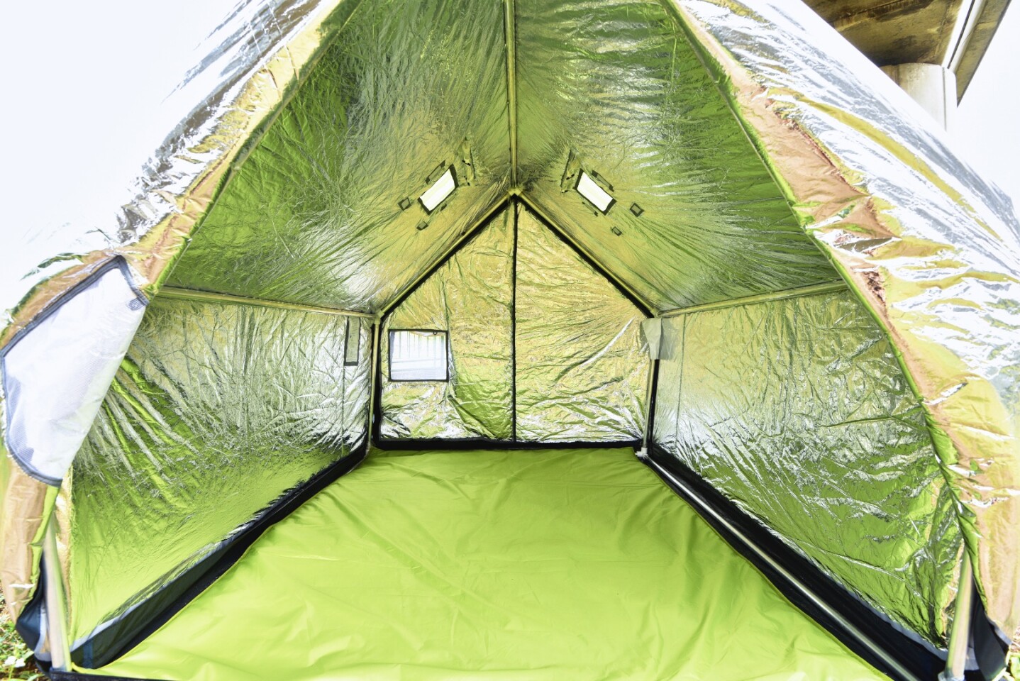 Inside the WeatherHyde tent