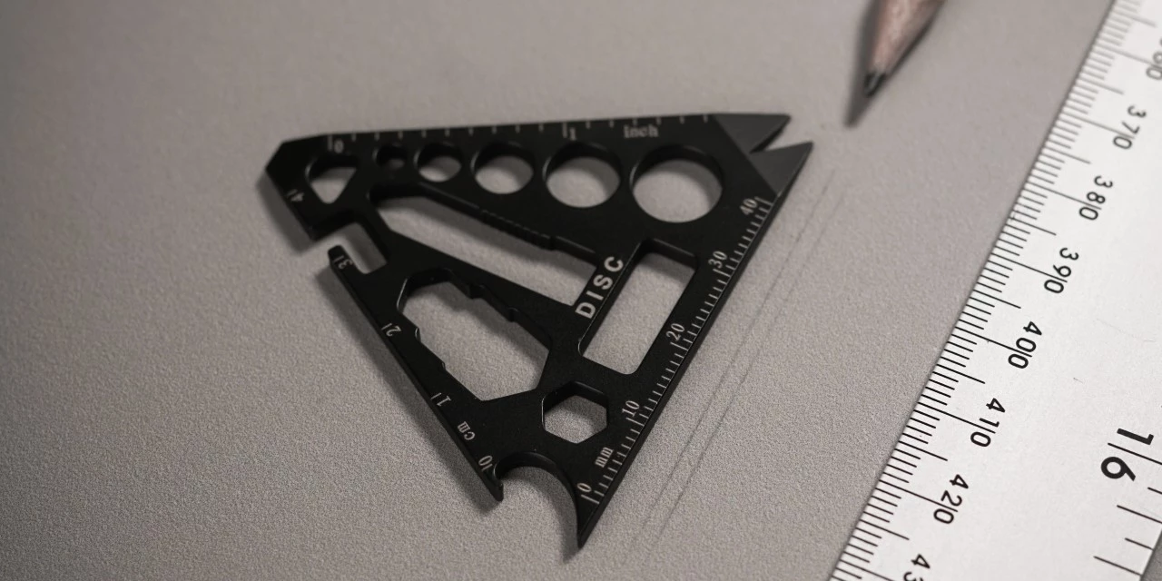 Triangle multitiool's truly tiny ruler