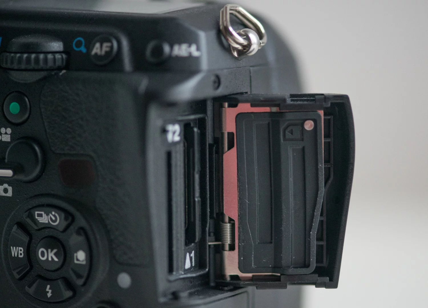 The dual SD card slots on the Pentax K-3 II