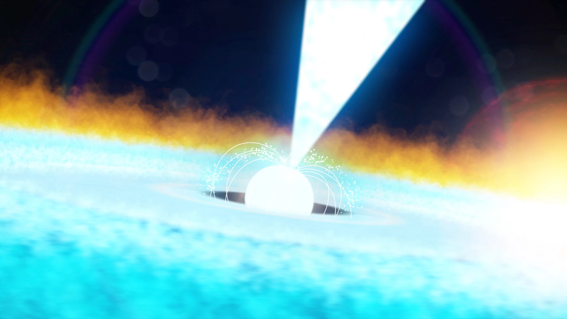 An artist's rendition of an accretion disk around a pulsar, which is believed to be the case of the bright X-ray burst