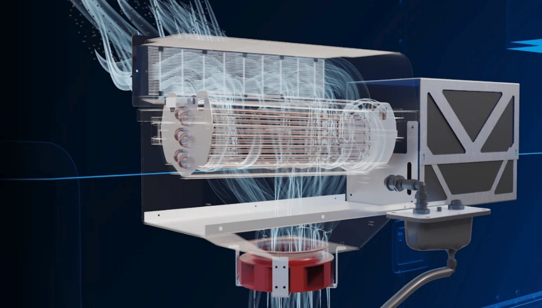 A highlight of the 2024 Living Vehicle, the WaterGen atmospheric water generation system integrates neatly with the onboard plumbing to supply daily fresh water