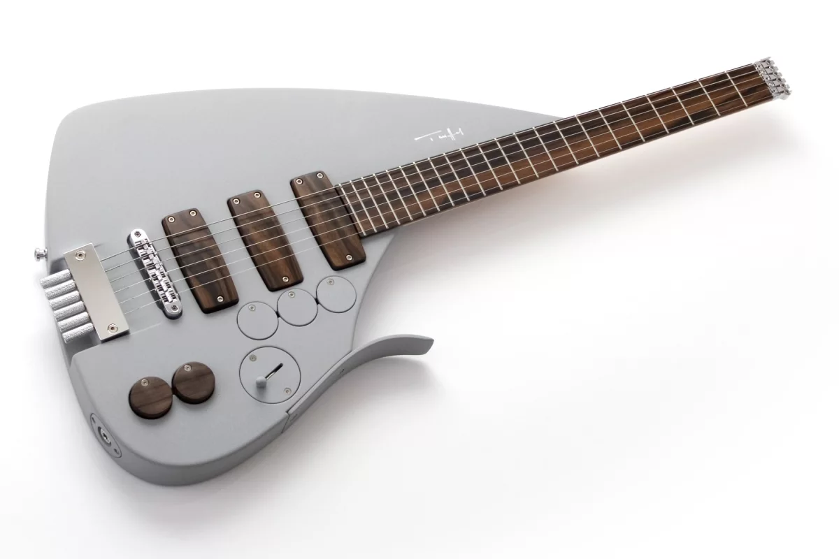 German luthier Ulrich Teuffel demonstrated a new Tesla Prodigy guitar at the recent Summer NAMM in Nashville