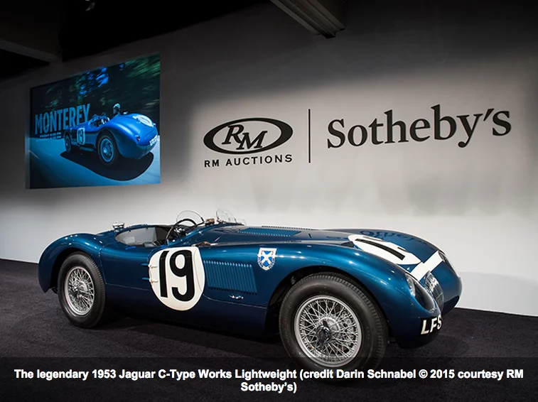 The 1953 Jaguar C-Type Works Lightweight fetched $13,200,000, a new world record for a Jaguar sold at auction
