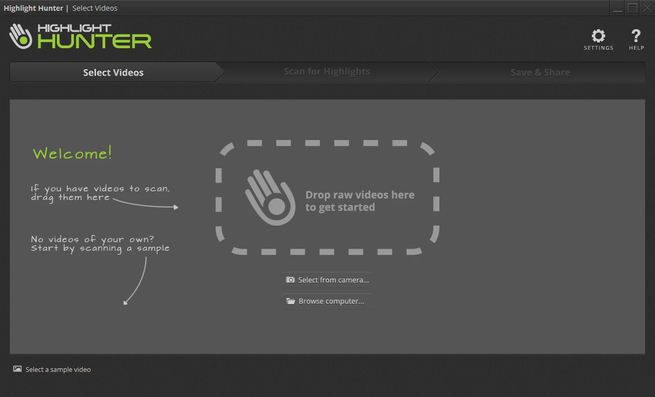 Raw footage can be dragged and dropped into Highlight Hunter 2.0