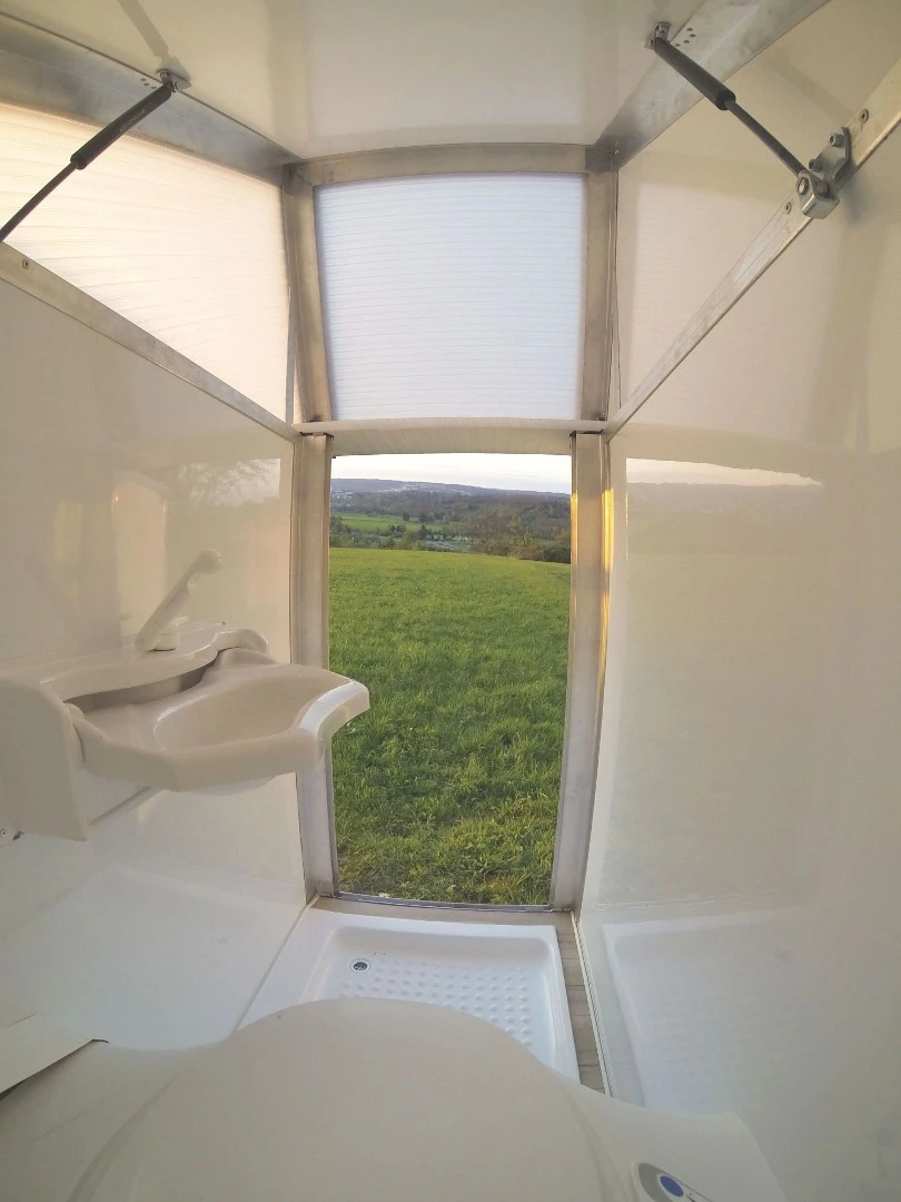 Inside, the Bath2Go looks like a simple but cozy wet bath