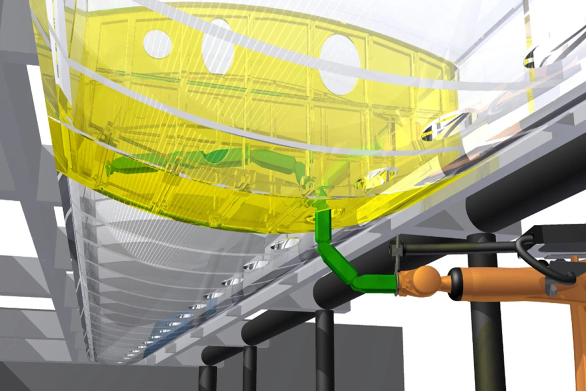 How a snake-like robot developed by Fraunhofer winds its way through the narrow openings inside the airfoil (Image: Fraunhofer)