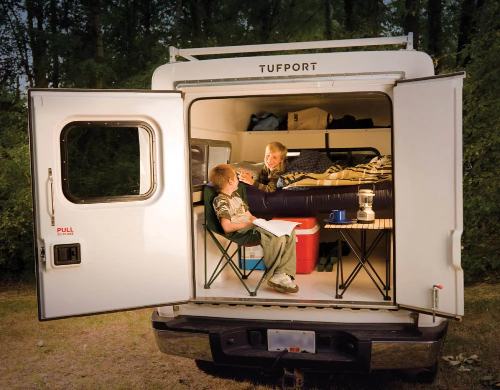 Throw a mattress and some furniture in the Tufport Adventure, and it becomes a compact pickup camper