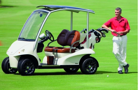 Not for hacks ... the Garia Soleil de Minuit golf car has many luxury marque features