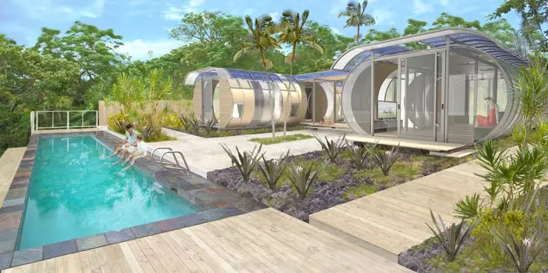 The House Arc can withstand the elements, including tropical winds, and also features a roof designed to support solar energy-gathering