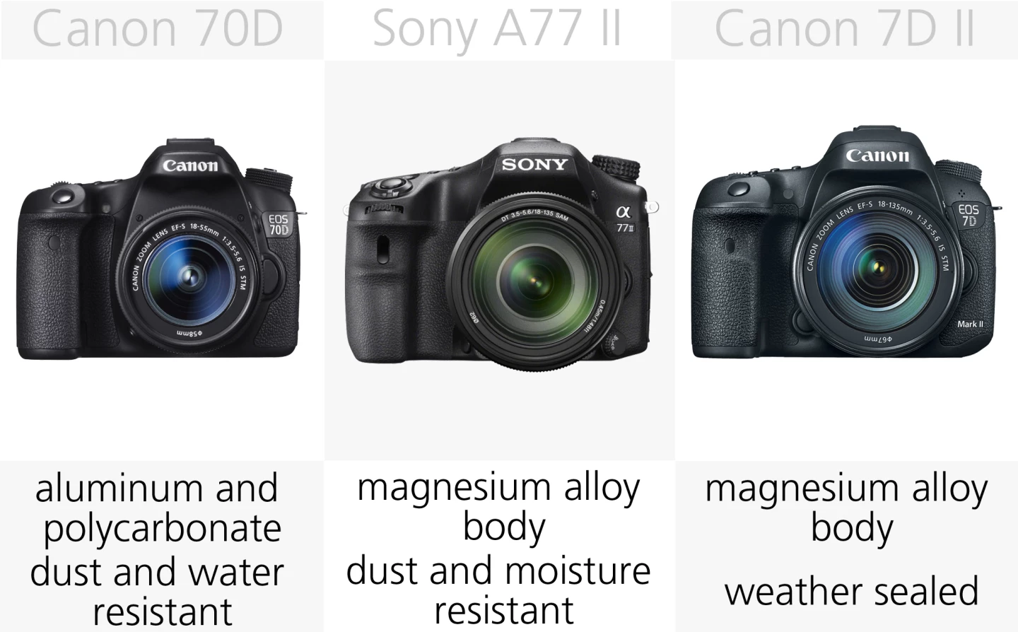 The Canon 7D Mark 2 is weather sealed, meaning you could use it even in a downpour